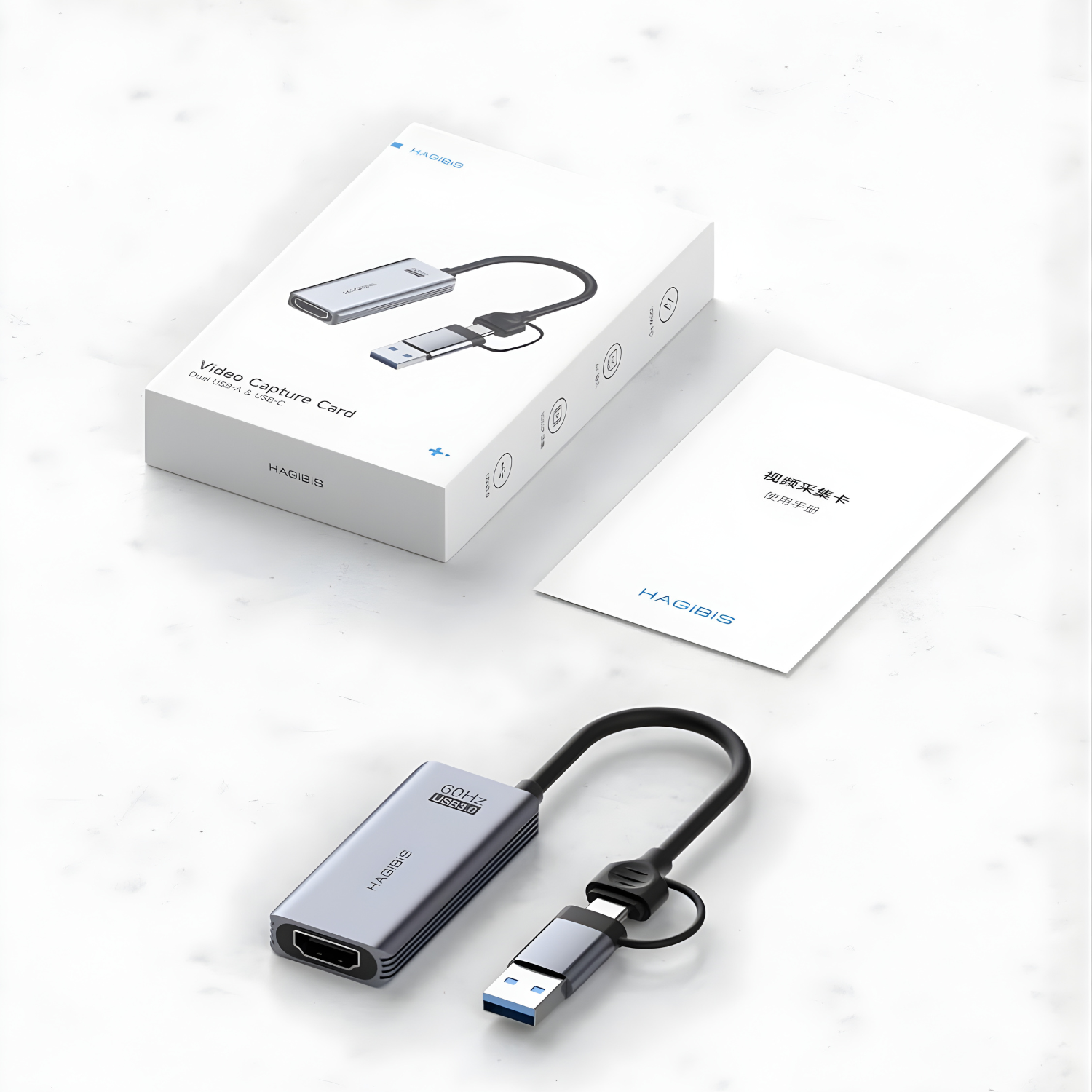 Hagibis HDMI to USB-C / USB 3.0 Video Capture Card – موديل UHC07P بطاقة التقاط فيديو لبث وتسجيل الألعاب بدقة 1080p – 60fps