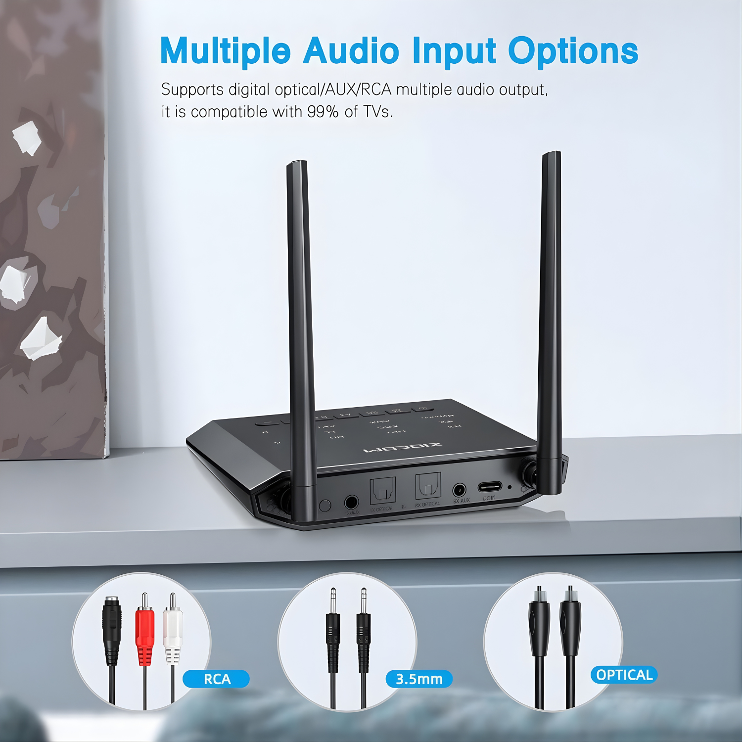 محول ZIOCOM بلوتوث ناقل ومستقبل للتلفزيون