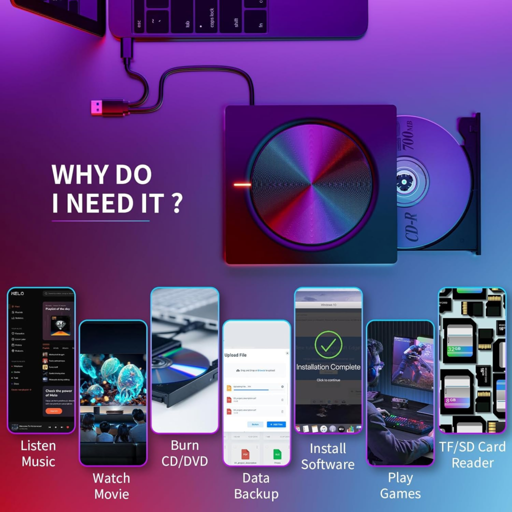 مشغل أقراص CD/DVD خارجي USB 3.0