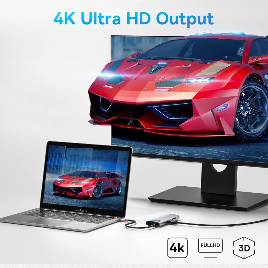 محول Baseus USB-C متعدد المنافذ 7 في 1  HDMI 4K@60Hz – شحن PD 100W – USB 3.0 – قارئ SD/TF