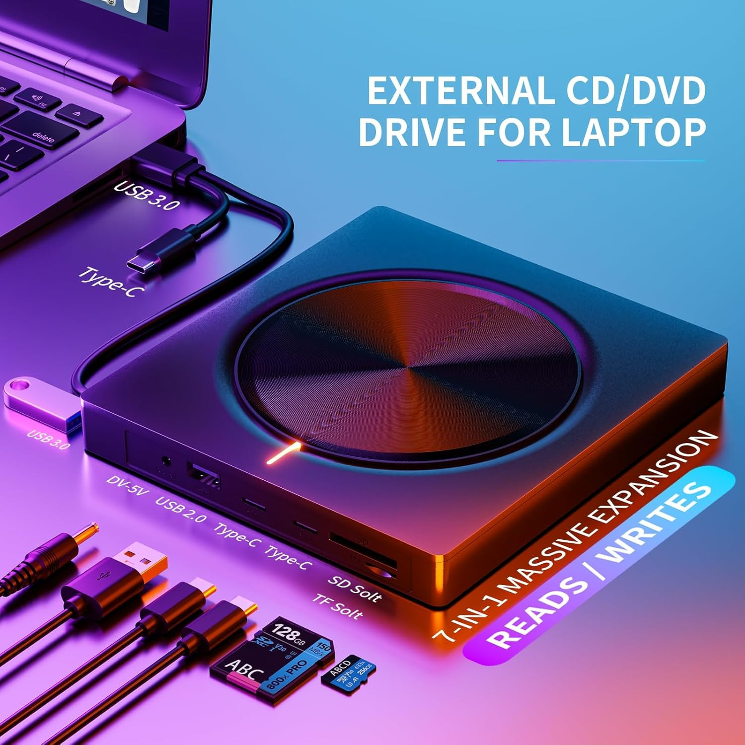 مشغل أقراص CD/DVD خارجي USB 3.0