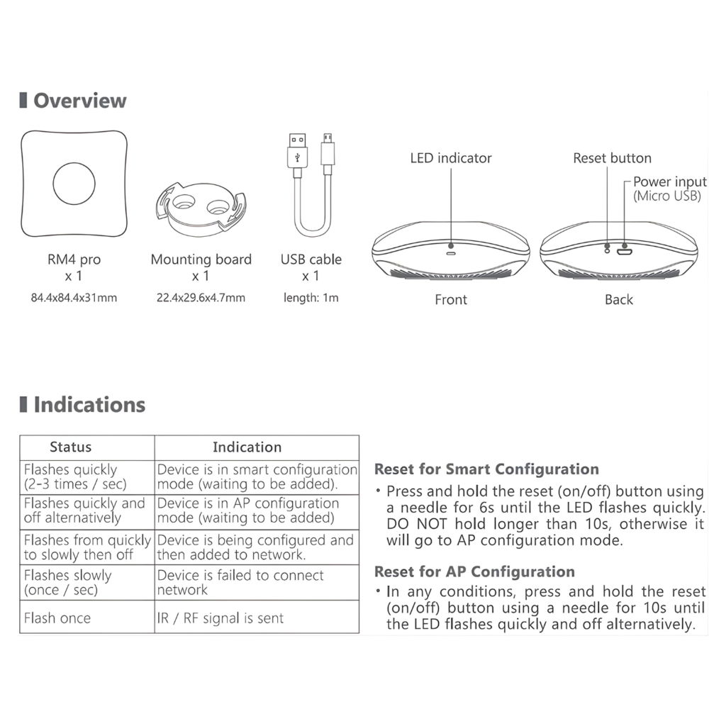BroadLink RM4 Pro ريموت ذكي شامل IR + RF 433MHz للتحكم بالمنزل الذكي