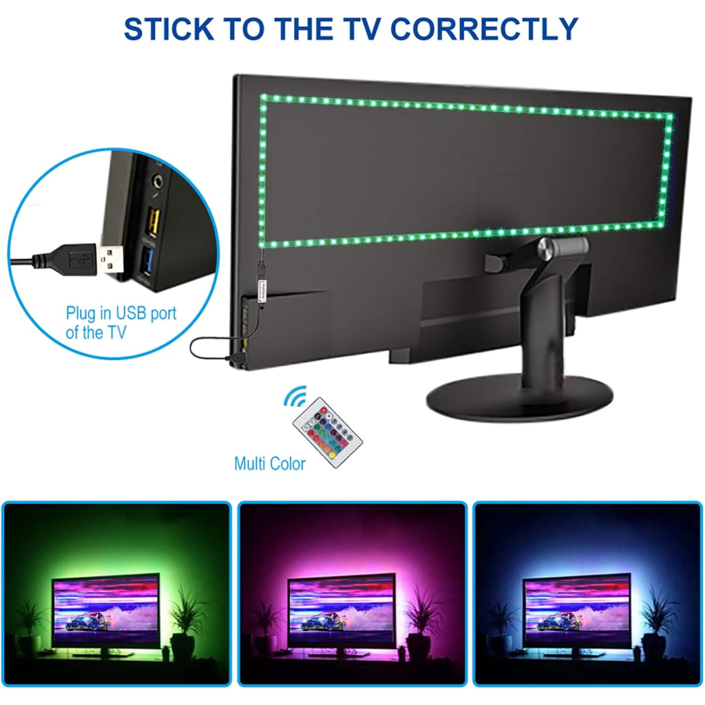 شريط إضاءة LED RGB بطول 3 متر KOPMHYE – مقاوم للماء IP65 مع ريموت