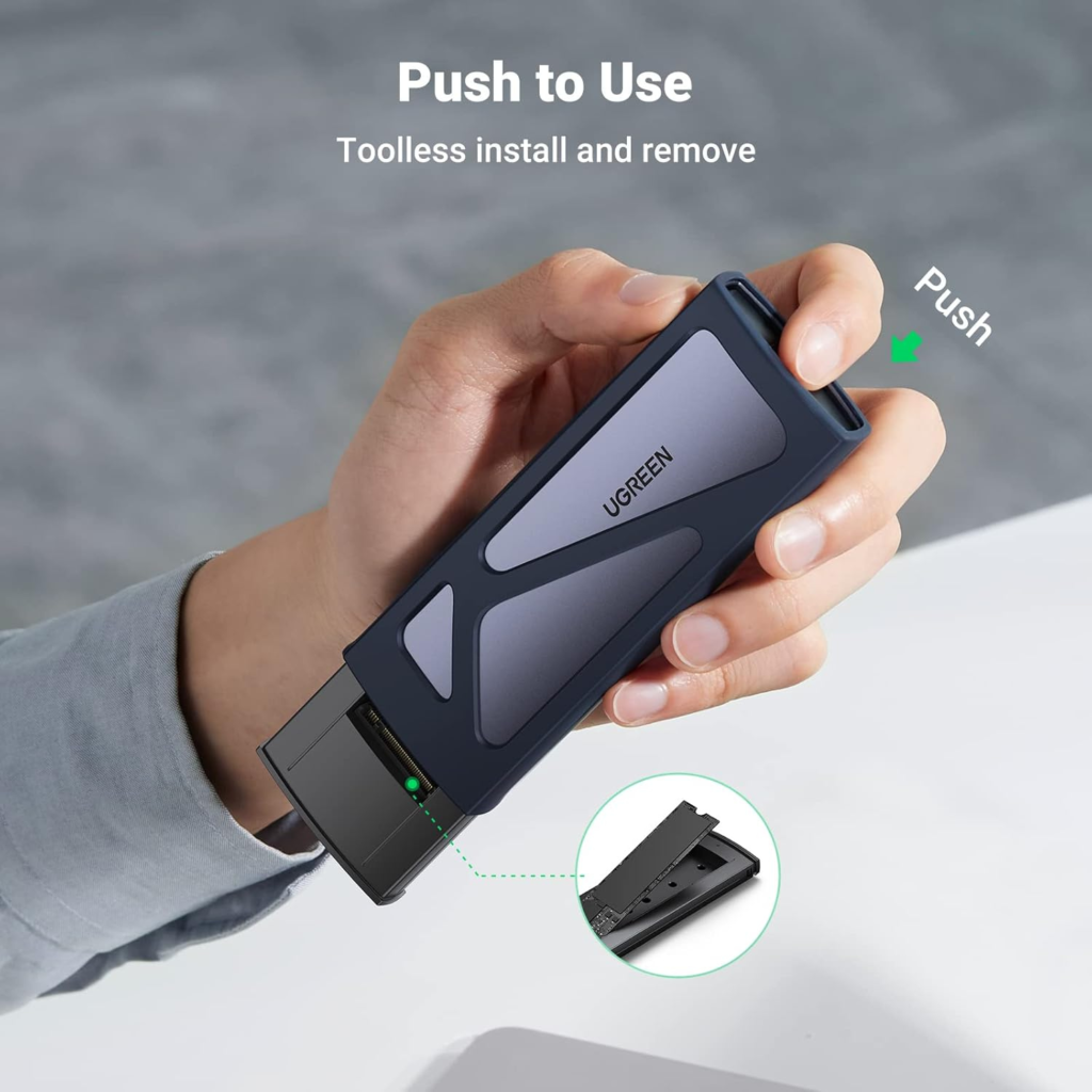 حافظة SSD خارجية UGREEN - NVMe USB-C – سرعة 10Gbps (بدون أدوات)