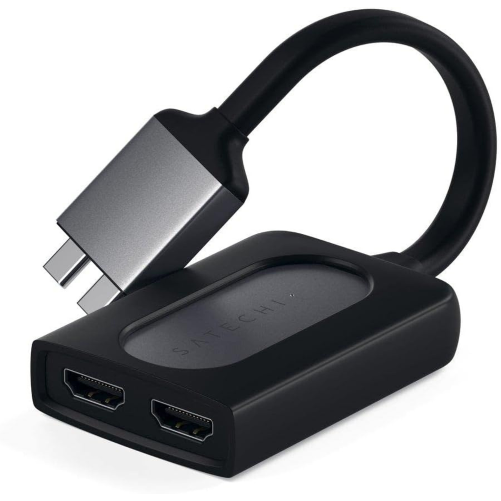  محول USB-C إلى شاشتين HDMI مع شحن PD – لون Space Gray