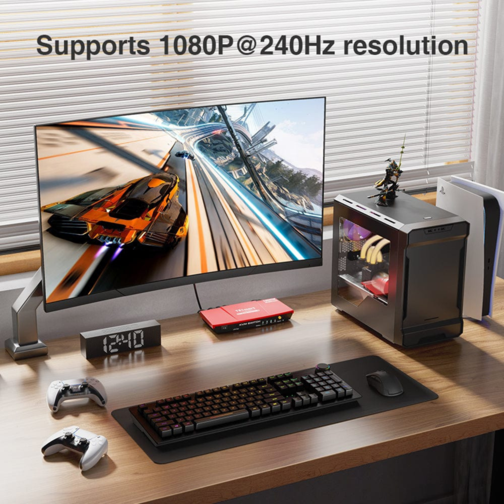 محول TESmart KVM HDMI عدد 2 منافذ – دقة 4K@60Hz