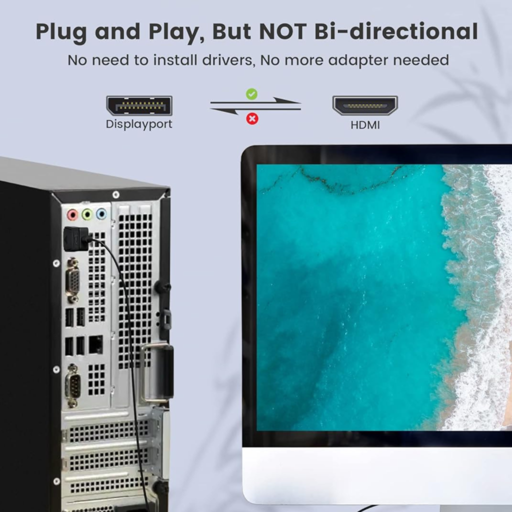 كيبل DisplayPort إلى HDMI من FOINNEX – بطول 2 متر (4K@30Hz)