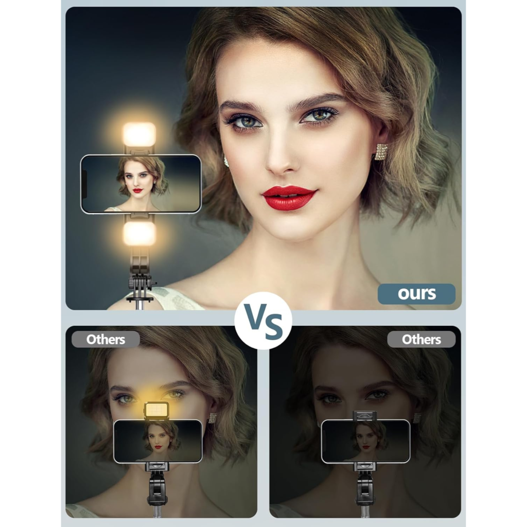 عصا سيلفي + حامل ثلاثي مع إضاءة مزدوجة – Pnitri PNQ02MP (114 سم)