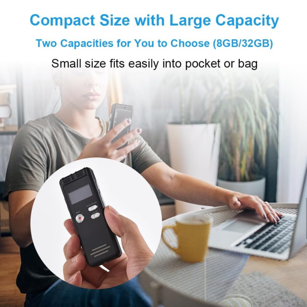 مسجل صوت رقمي 64 جيجابايت – تسجيل عالي الدقة للمحاضرات والاجتماعات والمقابلات