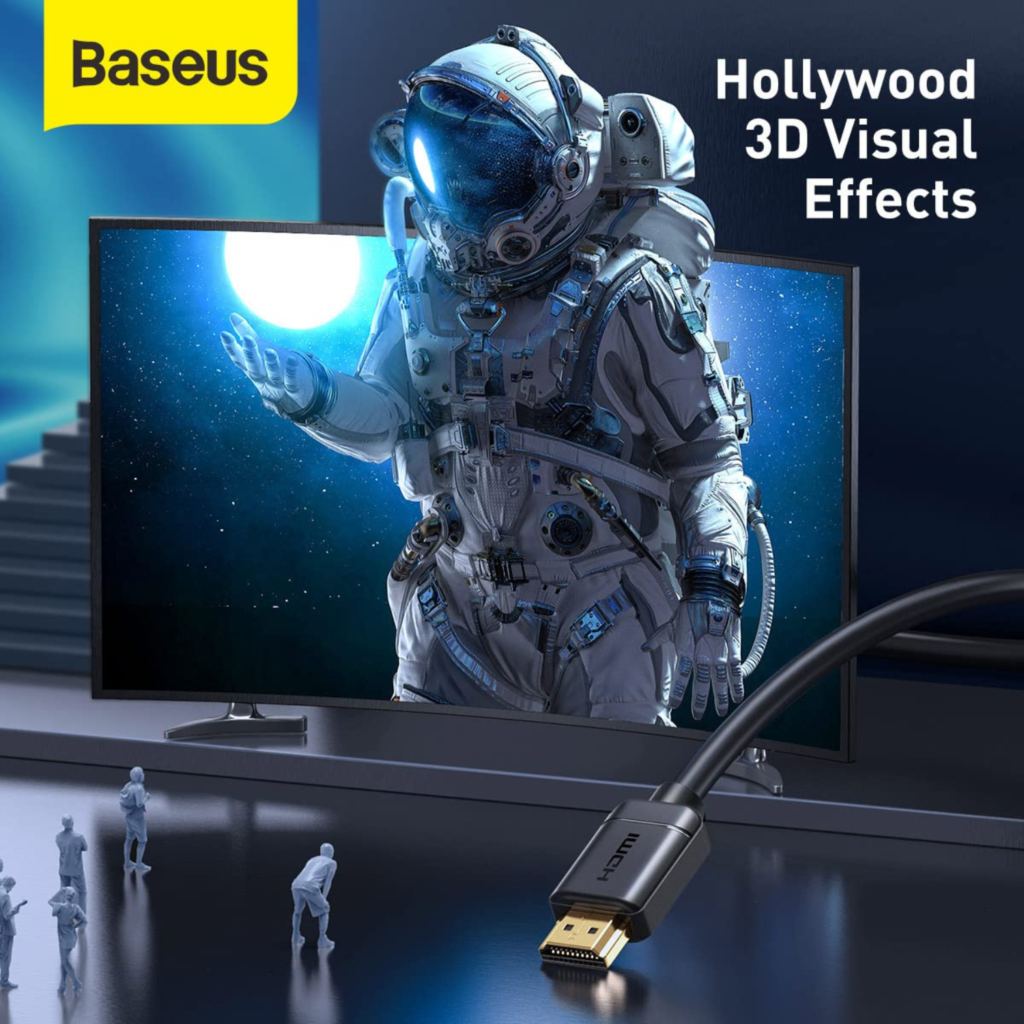 كابل Baseus HDMI إلى HDMI بطول 3 متر – 4K عالي الدقة (أسود)