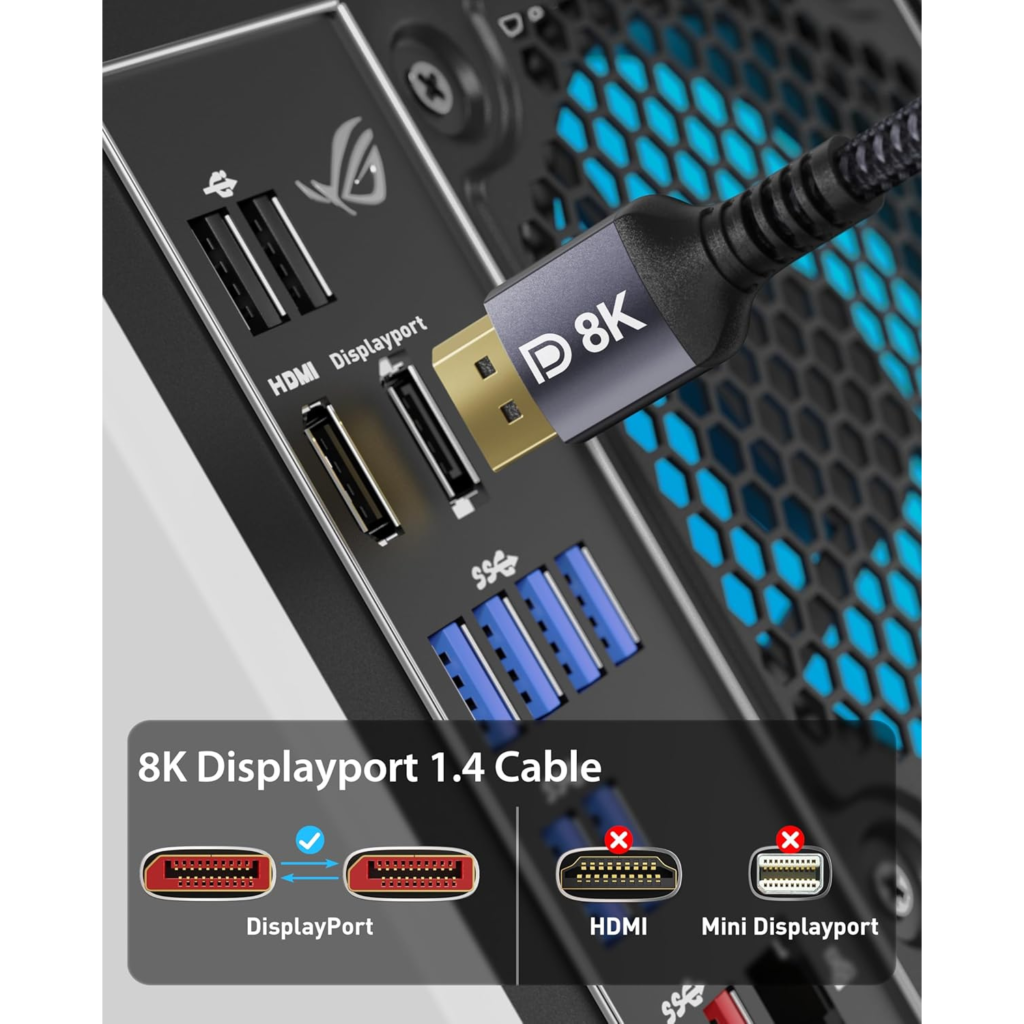 كيبل DisplayPort 1.4 من Stouchi بطول 2 متر – يدعم 240H