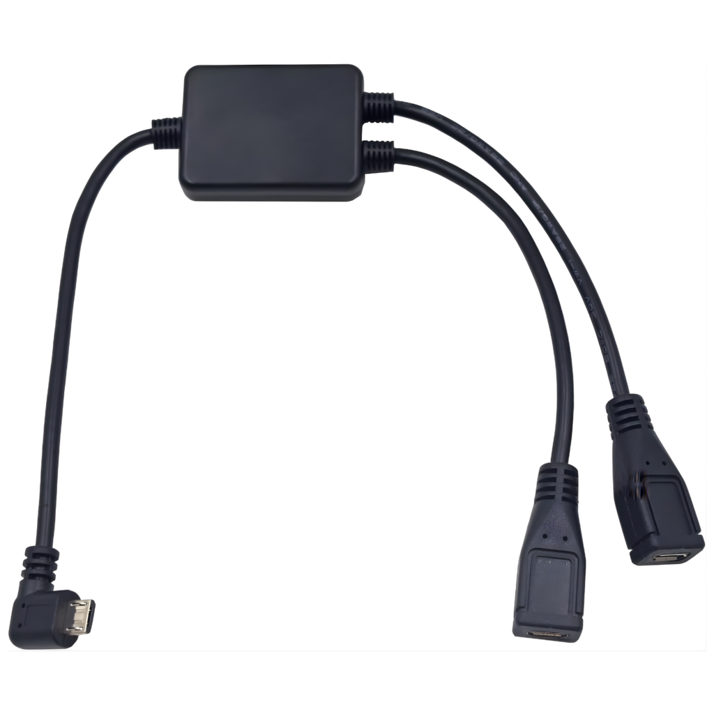 كيبل Micro USB سبليتر من Kework بزاوية 90° – منفذ واحد إلى منفذين (30 سم)