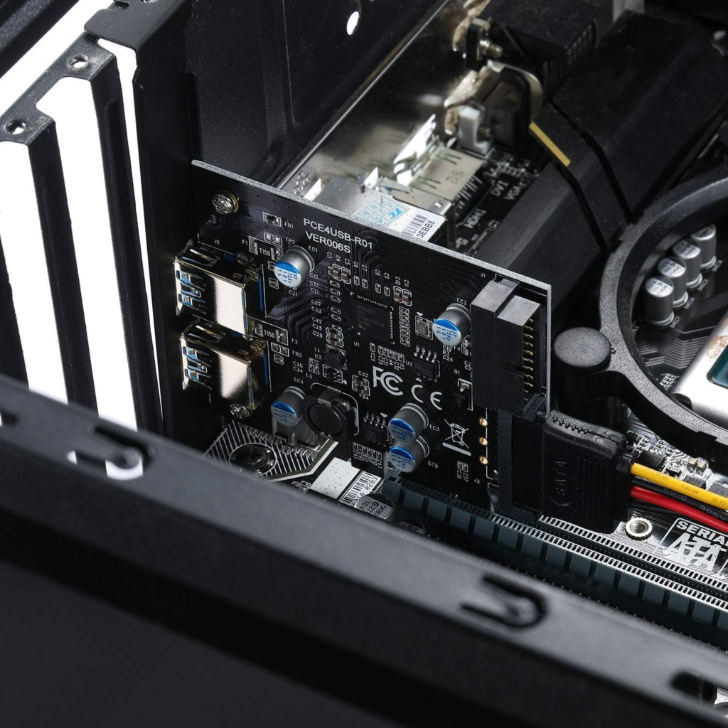 كرت توسعة PCI Express بمنفذي USB-A + منفذ أمامي 20PIN بسرعة 5Gbps