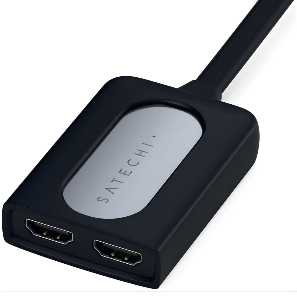  محول USB-C إلى شاشتين HDMI مع شحن PD – لون Space Gray