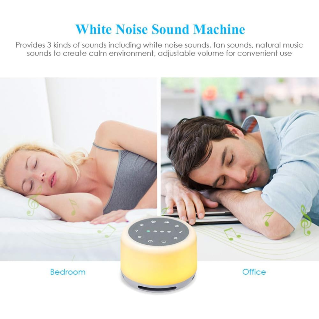 جهاز SIUKE للضوضاء البيضاء مع إضاءة مزاجية – قابل للشحن | مثالي للنوم والاسترخاء