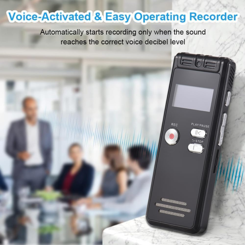 مسجل صوت رقمي 64 جيجابايت – تسجيل عالي الدقة للمحاضرات والاجتماعات والمقابلات