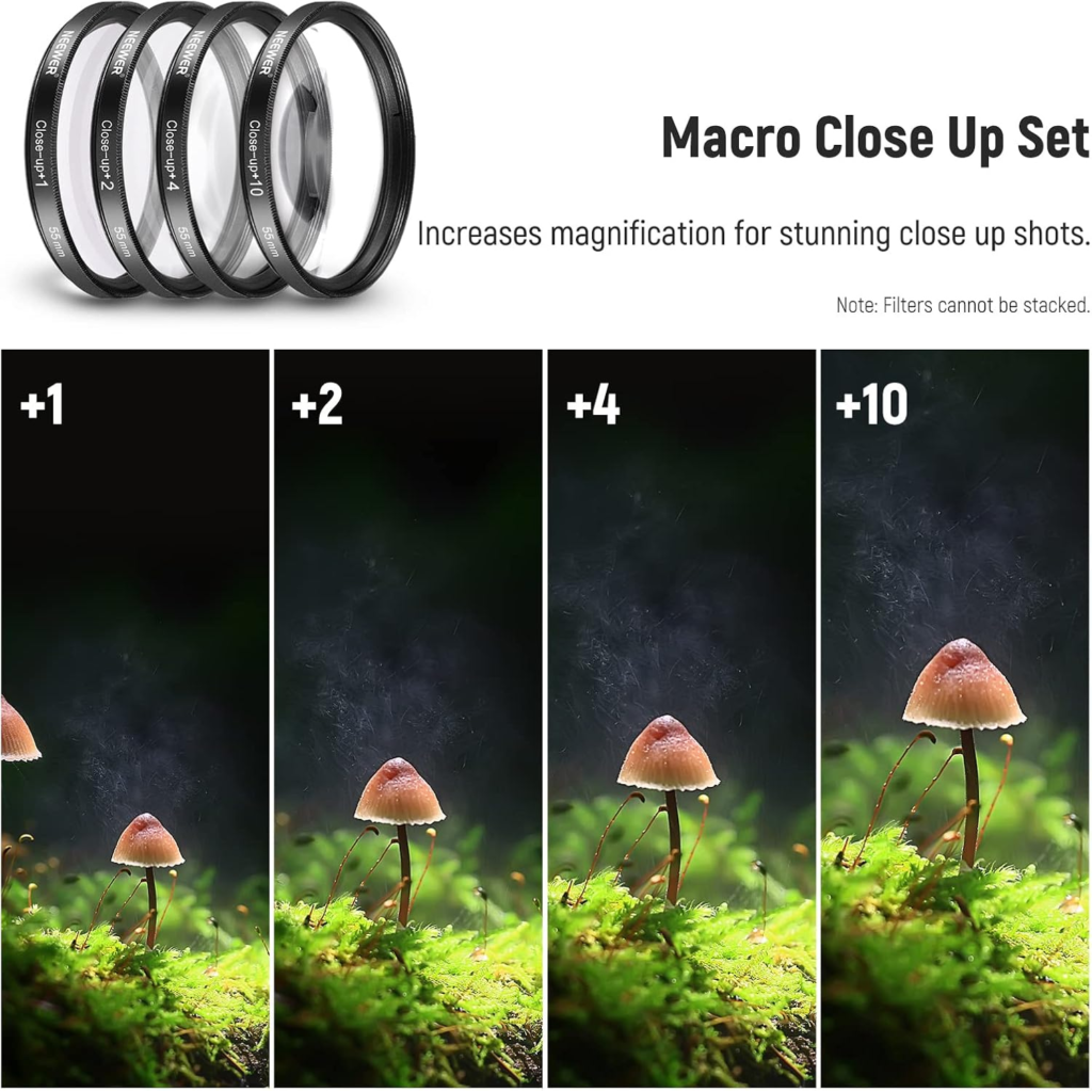 مجموعة عدسات وفلاتر NEEWER 55mm للكاميرات – طقم احترافي للتصوير