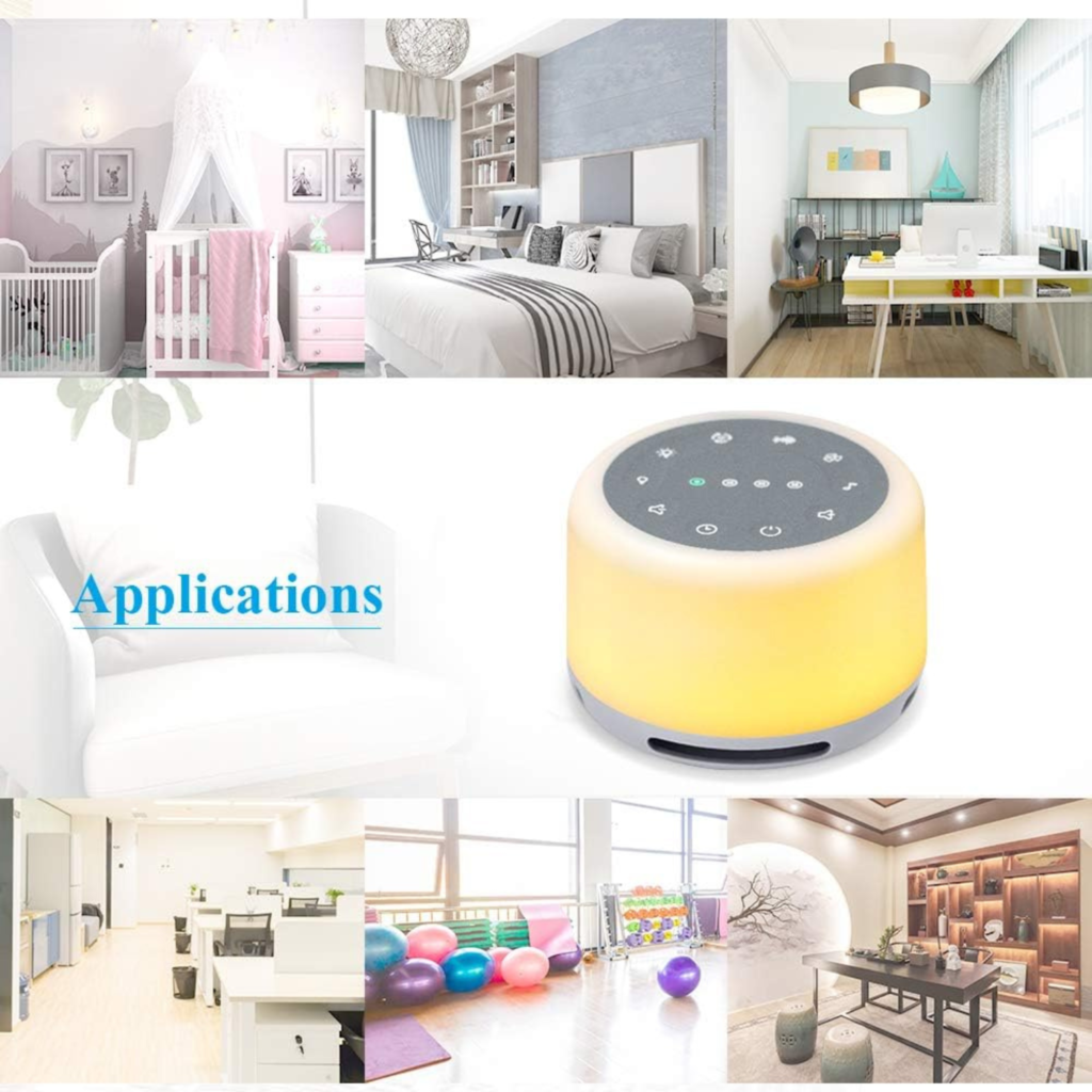 جهاز SIUKE للضوضاء البيضاء مع إضاءة مزاجية – قابل للشحن | مثالي للنوم والاسترخاء