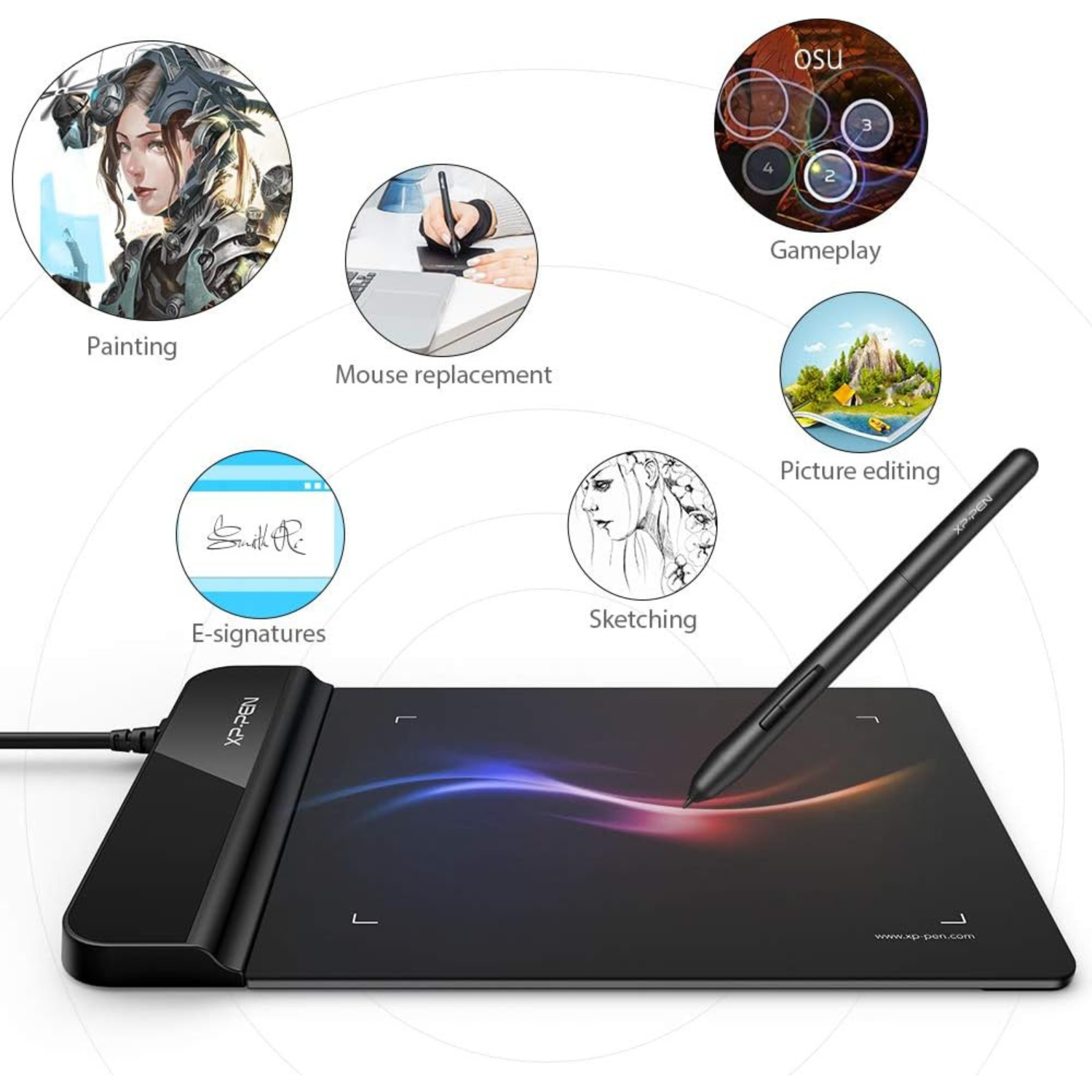 لوح رسم رقمي فائق النحافة – 4×3 إنش | 8192 مستوى ضغط XP-Pen G430S OSU Tablet