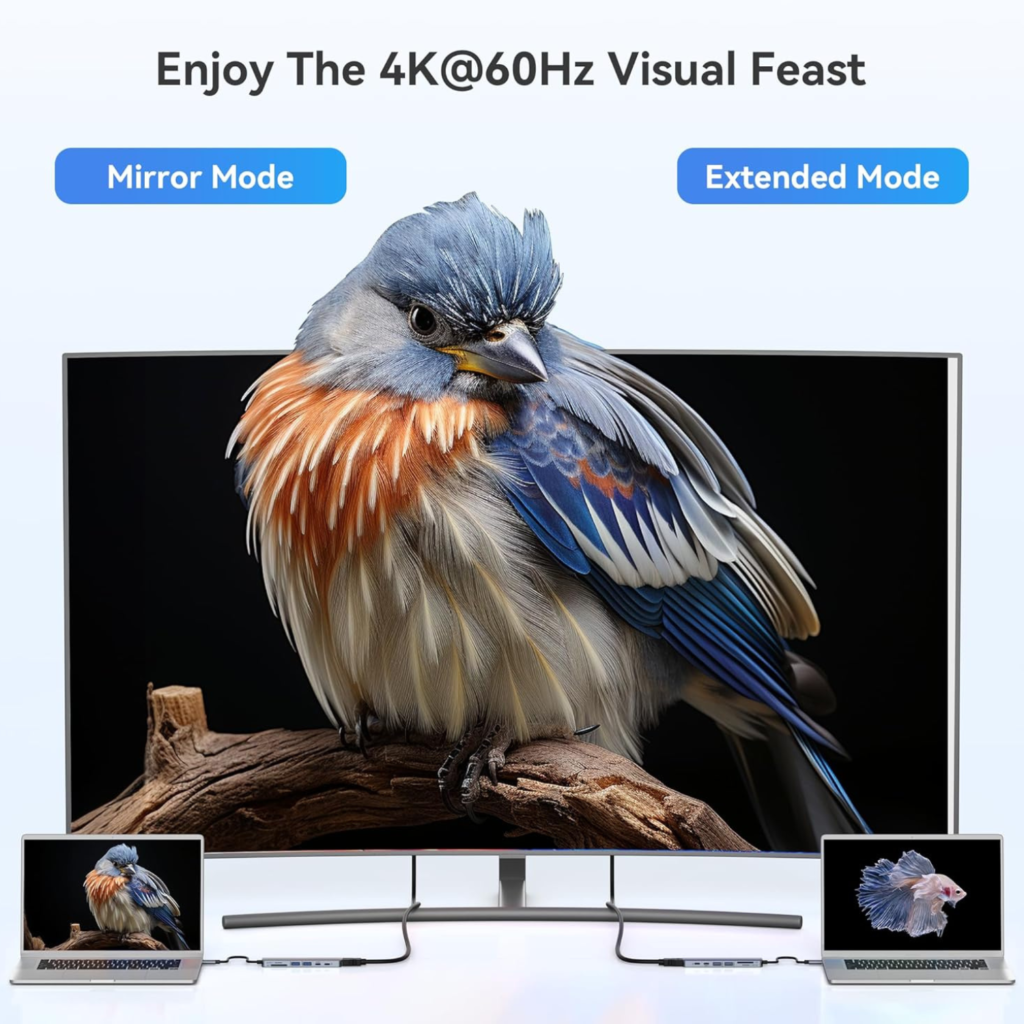 أدابتر MOKiN USB-C Hub  USB-C متعدد المنافذ 7-في-1 – HDMI 4K@60Hz مع شحن 100W PD