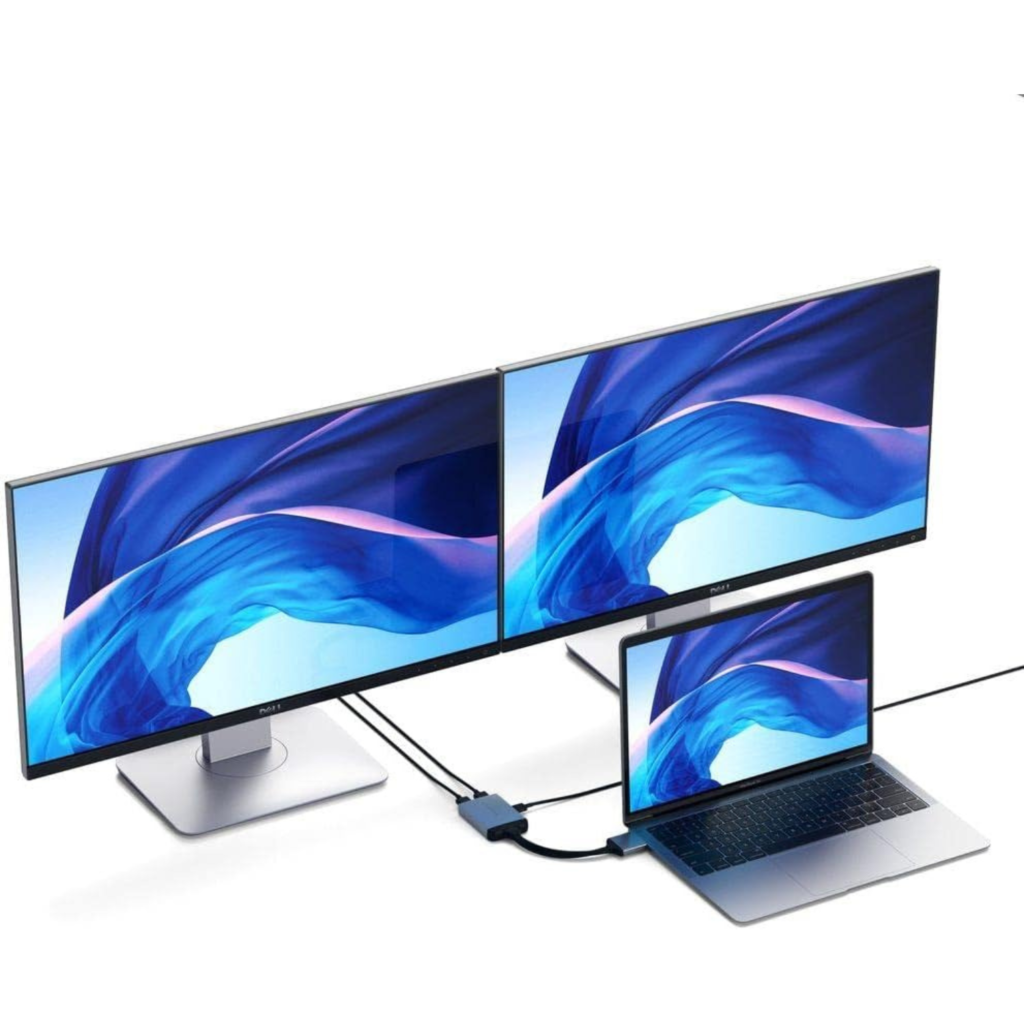  محول USB-C إلى شاشتين HDMI مع شحن PD – لون Space Gray