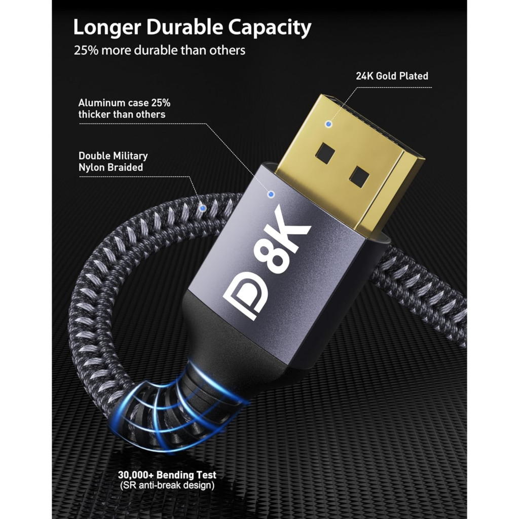 كيبل DisplayPort 1.4 من Stouchi بطول 2 متر – يدعم 240H