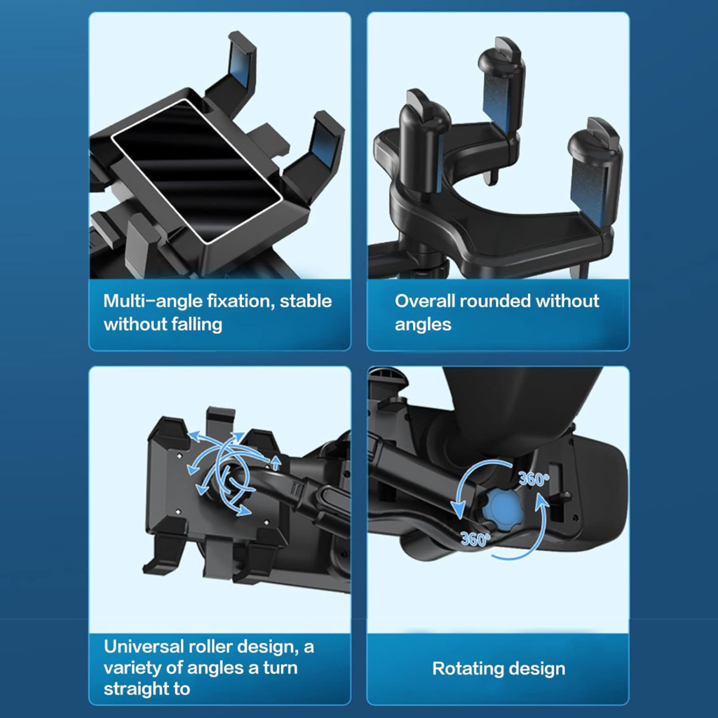 حامل هاتف السيارة على مرآة الرؤية الخلفية قابل للدوران والسحب 360° – AILIYZ (أسود)
