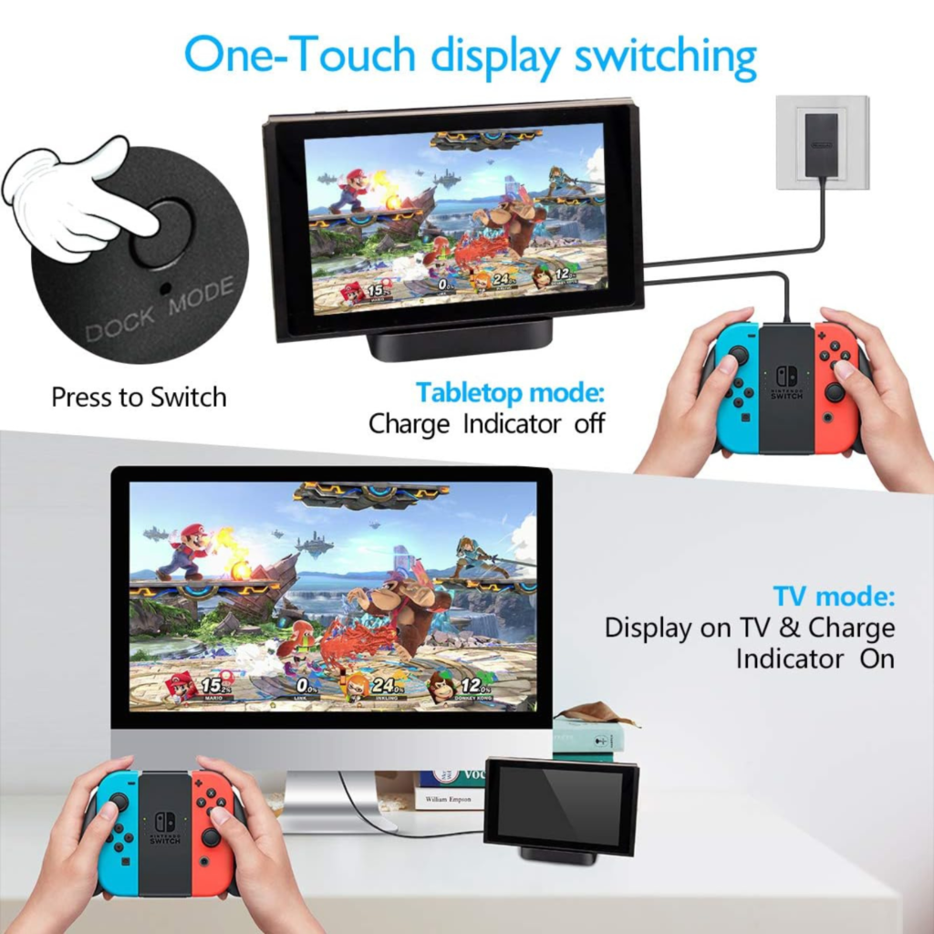 قاعدة Dock محمولة GuliKit لجهاز Nintendo Switch – إخراج HDMI 4K مع شحن Type-C