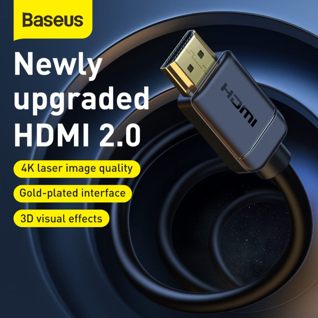 كابل Baseus HDMI إلى HDMI بطول 3 متر – 4K عالي الدقة (أسود)