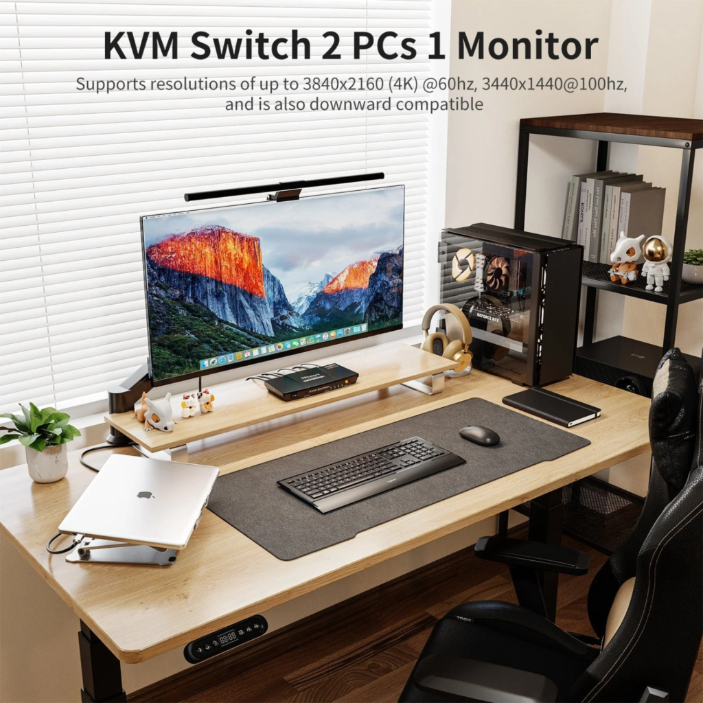 محول TESmart KVM HDMI عدد 2 منافذ – دقة 4K@60Hz