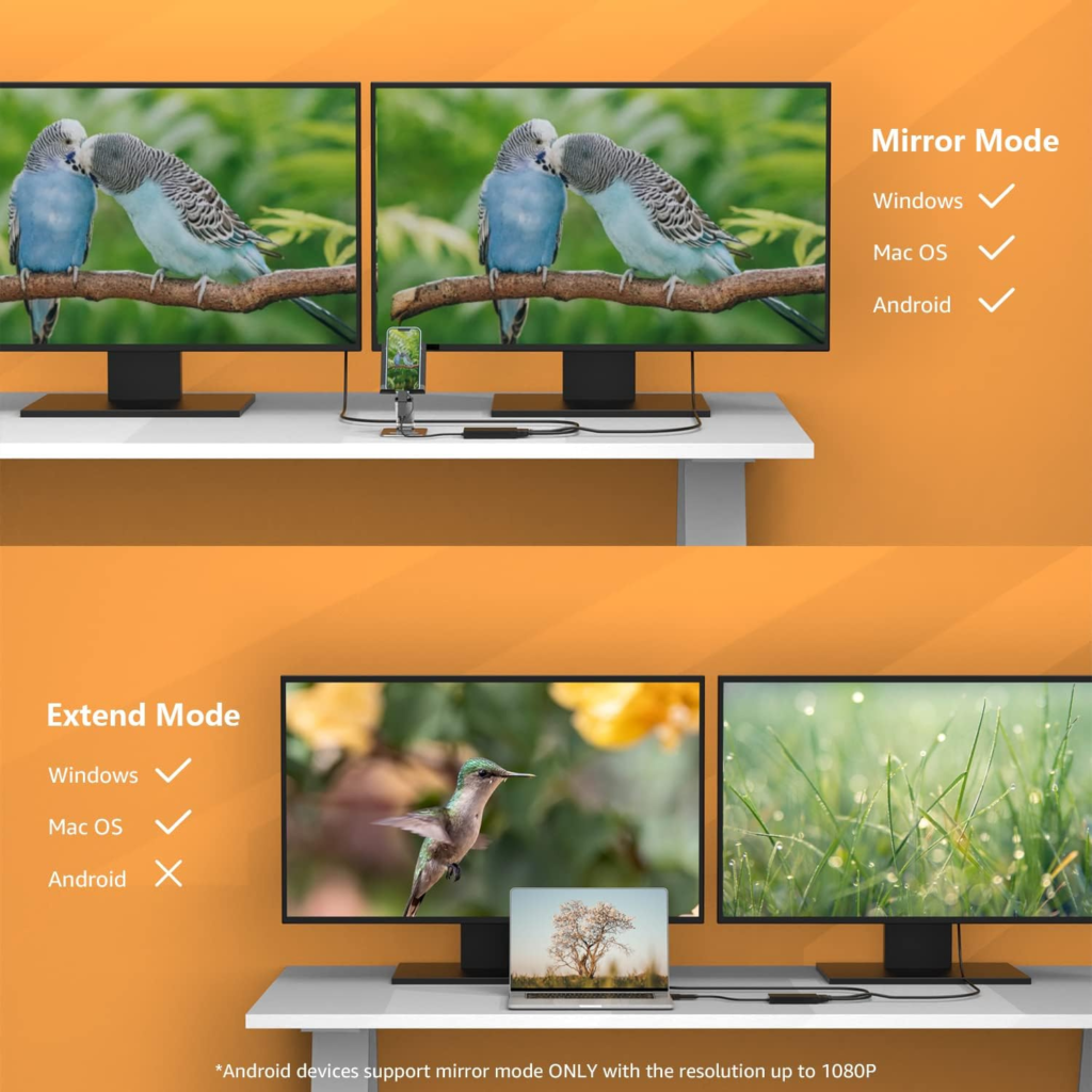 محول WAVLINK USB 3.0 / USB-C إلى HDMI مزدوج – دعم شاشتين بدقة FHD وQHD