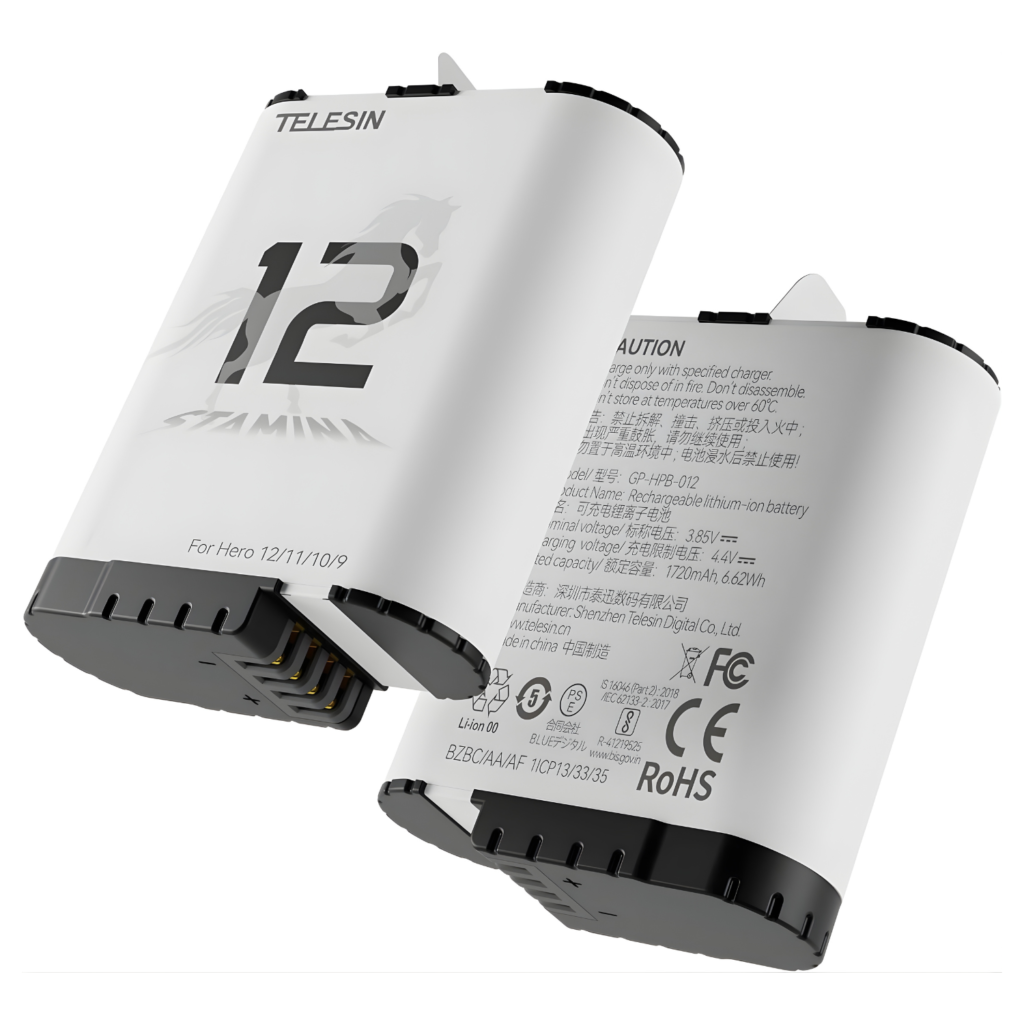 بطاريتان احتياطيتان لكاميرات     TELESIN Enduro Battery –GoPro
