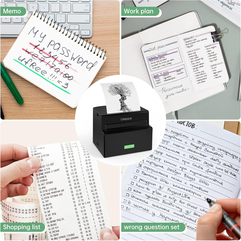 طابعة Ofeace Sticker Printer حرارية محمولة بدون حبر - اللون أسود