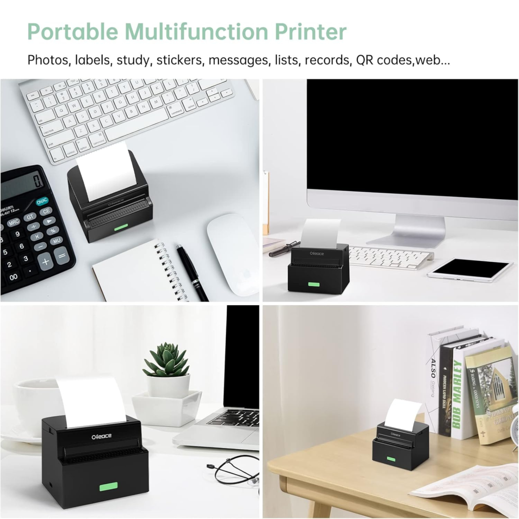 طابعة Ofeace Sticker Printer حرارية محمولة بدون حبر - اللون أسود