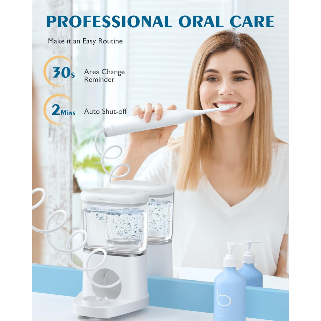 فرشاة أسنان AGPTEK مع خيط مائي – 2 في 1