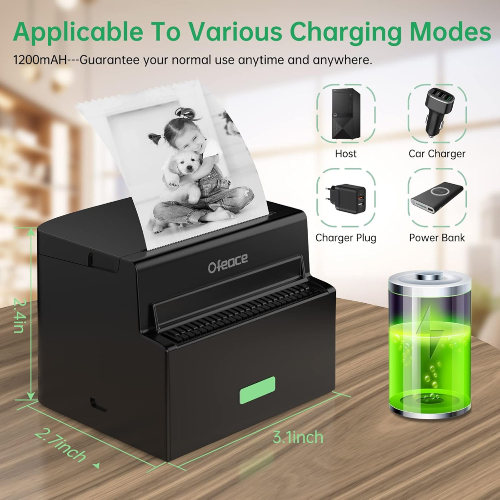 طابعة Ofeace Sticker Printer حرارية محمولة بدون حبر - اللون أسود