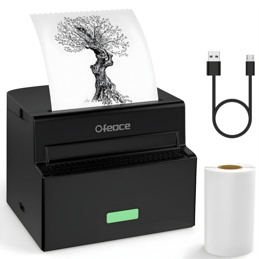 طابعة Ofeace Sticker Printer حرارية محمولة بدون حبر - اللون أسود