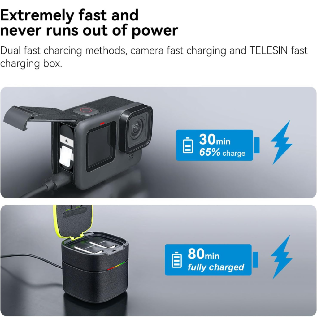 بطاريتان احتياطيتان لكاميرات     TELESIN Enduro Battery –GoPro