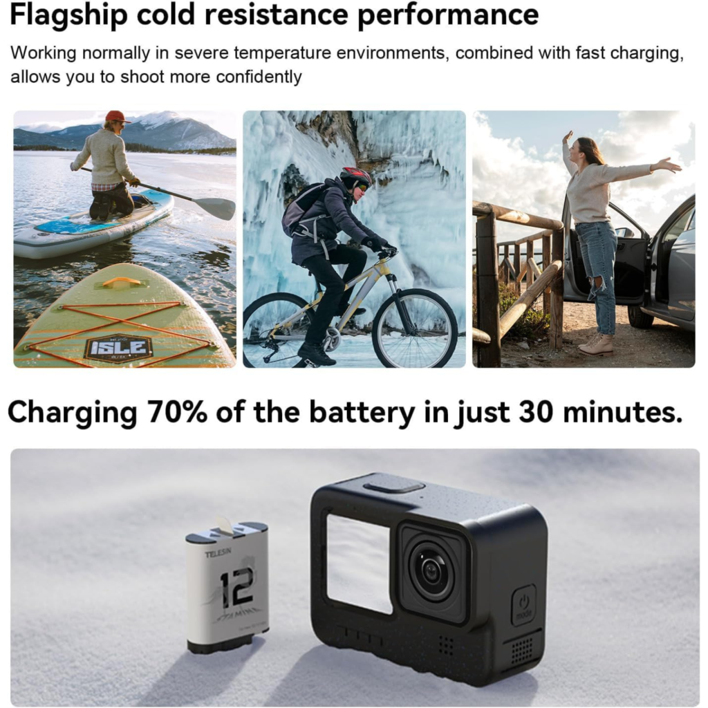 بطاريتان احتياطيتان لكاميرات     TELESIN Enduro Battery –GoPro