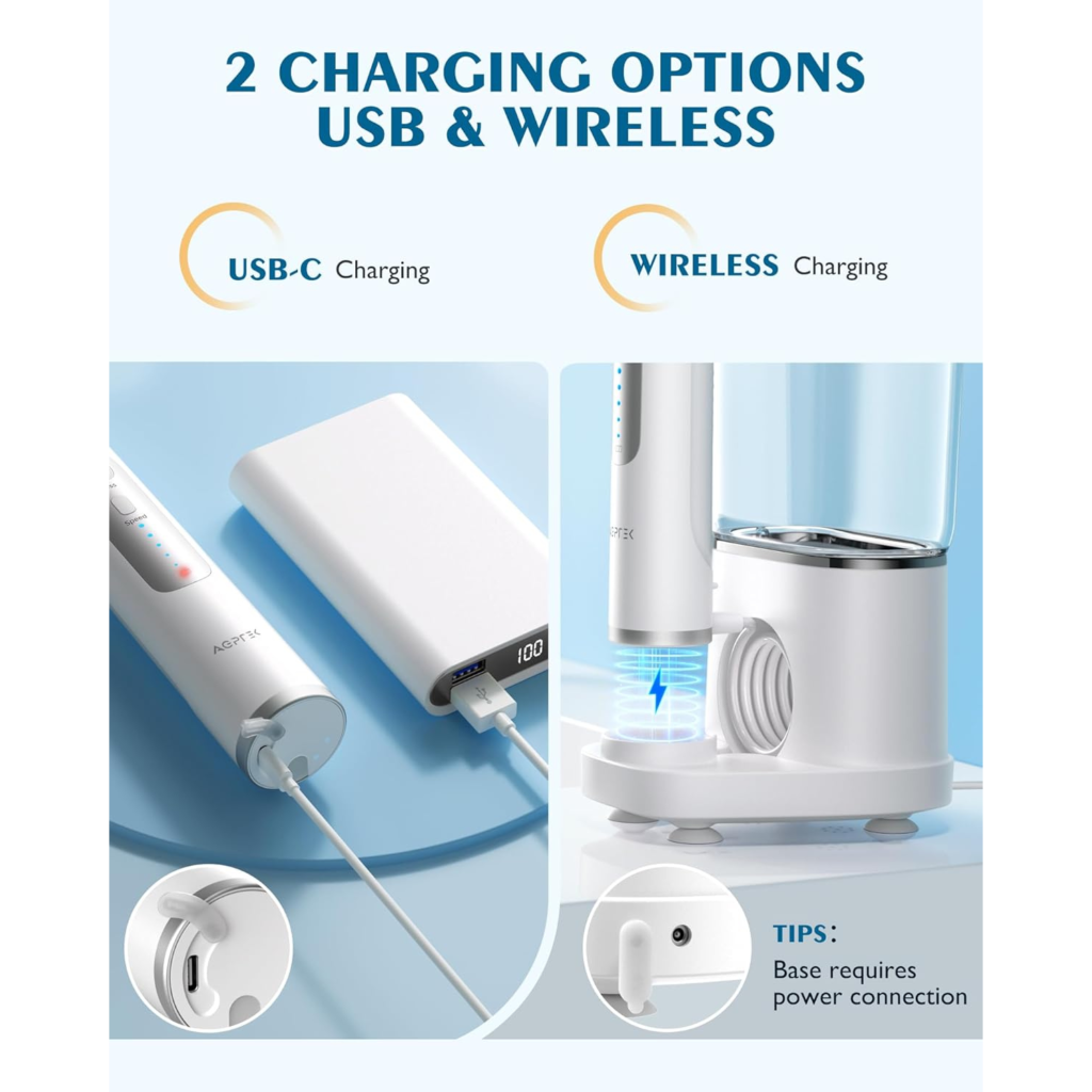 فرشاة أسنان AGPTEK مع خيط مائي – 2 في 1