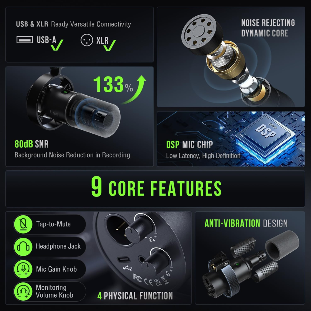 مايك FIFINE K688 Dynamic Microphone (USB / XLR)