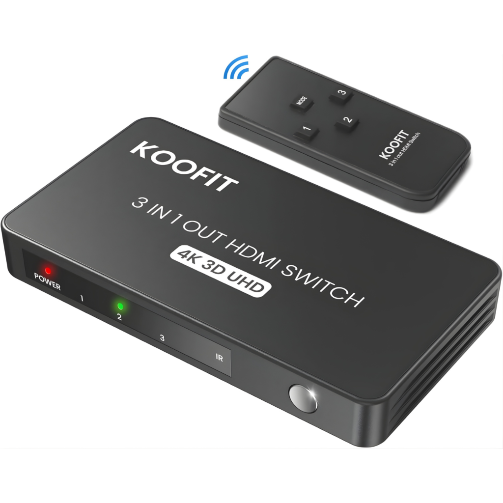 جهاز KOOFIT HDMI Switch 3 أجهزة إلى شاشة واحدة | HDMI 2.0 | دعم 4K@60Hz