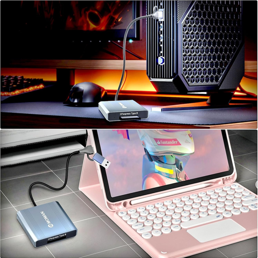 قارئ بطاقات احترافي بسرعة 10 Moman C1B CFexpress Type B Card Reader Gbps USB-C / USB-A 
