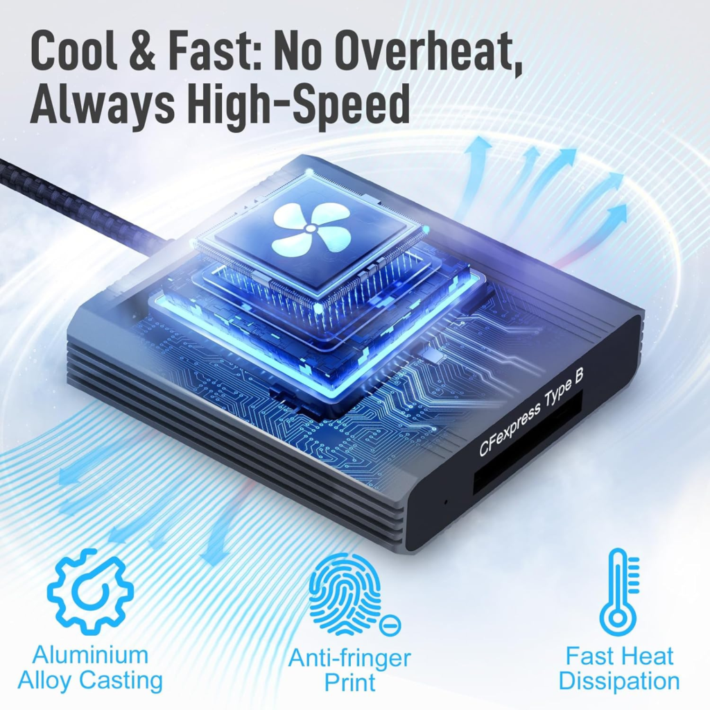 قارئ بطاقات احترافي بسرعة 10 Moman C1B CFexpress Type B Card Reader Gbps USB-C / USB-A 
