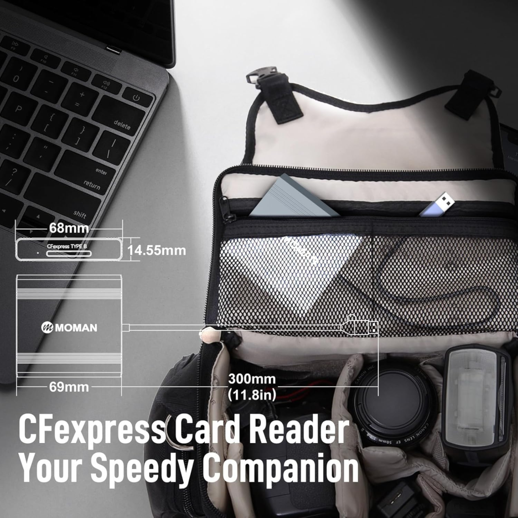قارئ بطاقات احترافي بسرعة 10 Moman C1B CFexpress Type B Card Reader Gbps USB-C / USB-A 