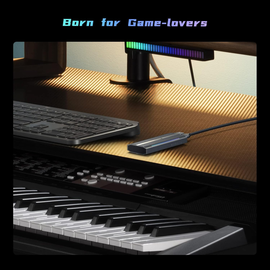 محول Yottamaster SSD خارجي M.2 NVMe مع إضاءة  RGB USB 3.2 Gen2 | سرعة 10Gbps | يدعم حتى 4TB